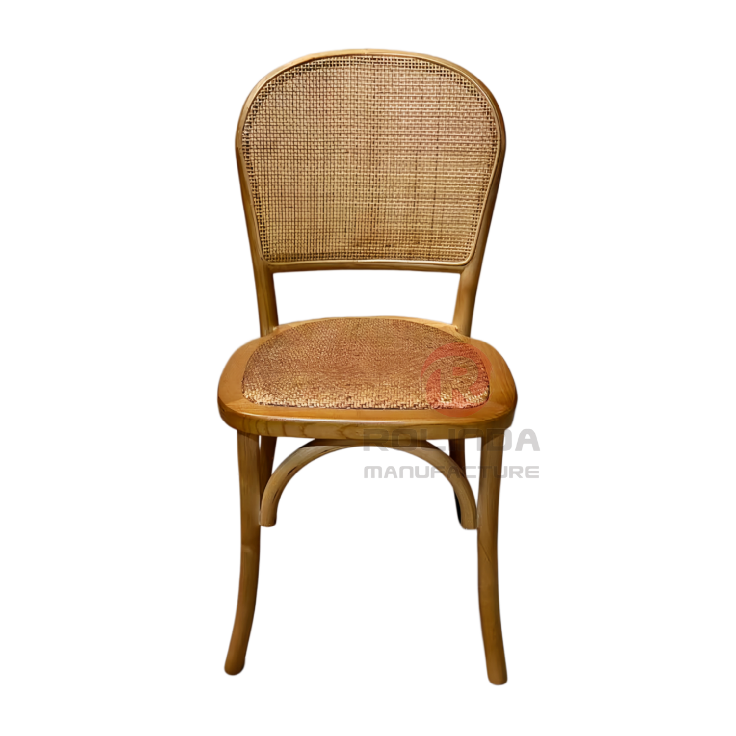 French Bistro Round-Back Bentwood Chair with Natural Rattan Seat | Wholesale Vintage Dining Chair