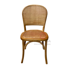 French Bistro Round-Back Bentwood Chair with Natural Rattan Seat | Wholesale Vintage Dining Chair