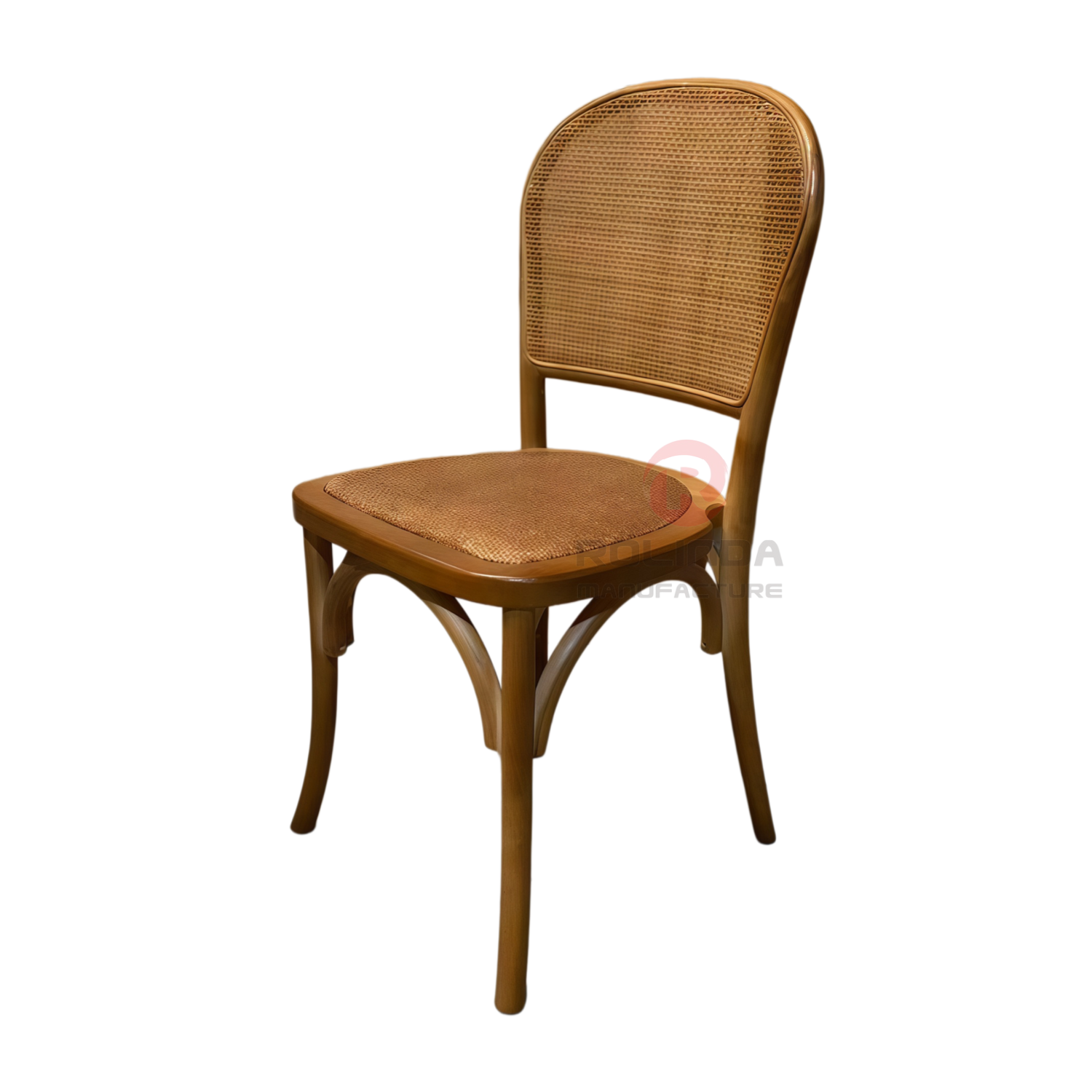 French Bistro Round-Back Bentwood Chair with Natural Rattan Seat | Wholesale Vintage Dining Chair