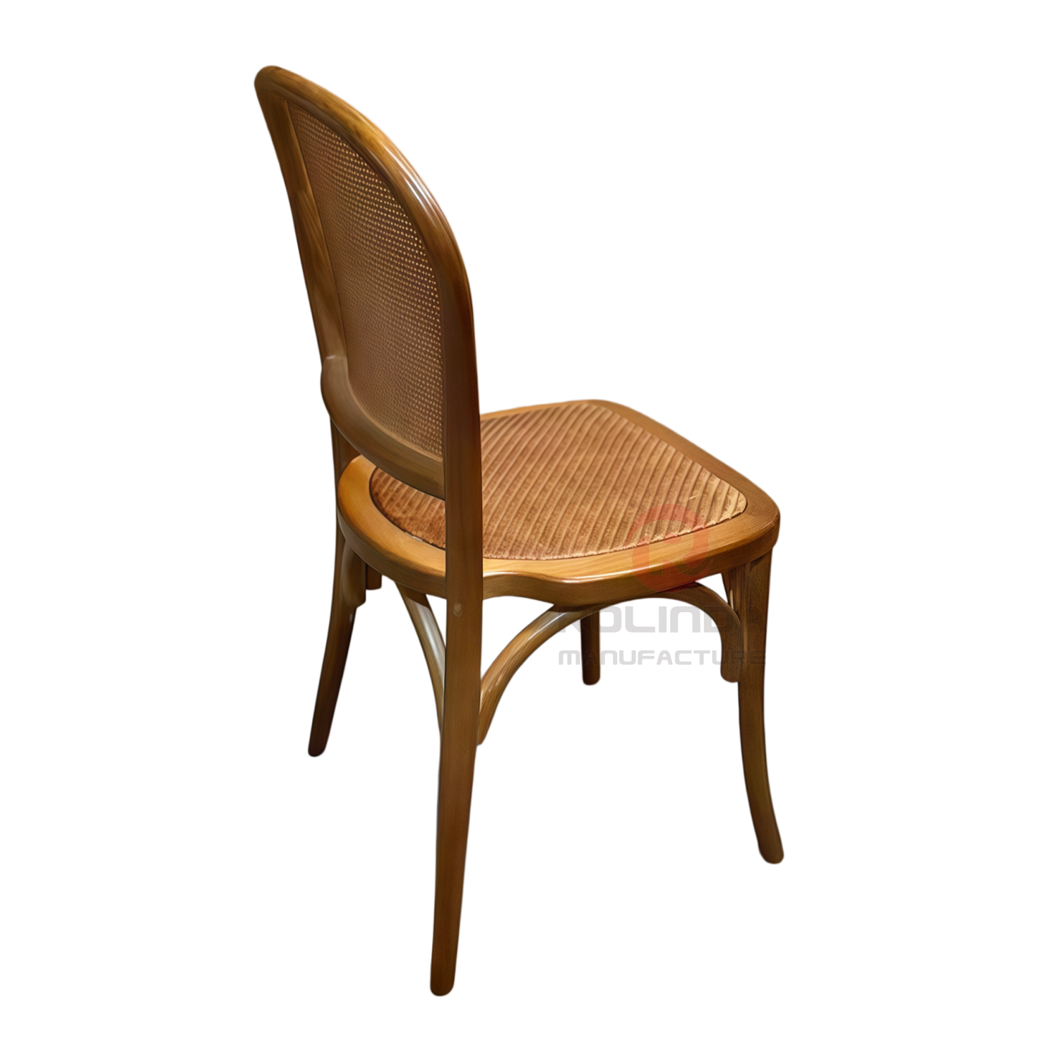 French Bistro Round-Back Bentwood Chair with Natural Rattan Seat | Wholesale Vintage Dining Chair