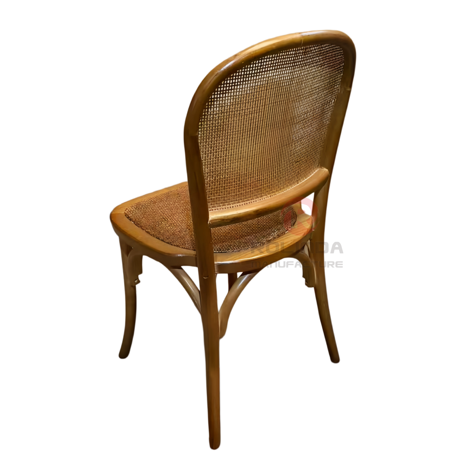 French Bistro Round-Back Bentwood Chair with Natural Rattan Seat | Wholesale Vintage Dining Chair