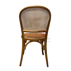 French Bistro Round-Back Bentwood Chair with Natural Rattan Seat | Wholesale Vintage Dining Chair