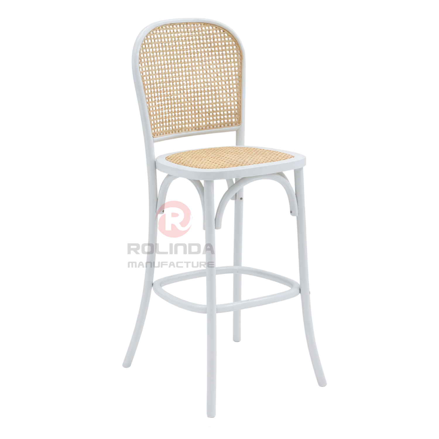 French Bistro White Bentwood Barstool with Cane Back & Seat | Wholesale Counter Stool
