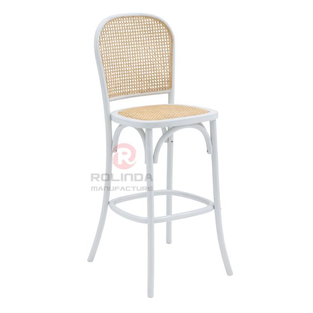 French Bistro White Bentwood Barstool with Cane Back & Seat | Wholesale Counter Stool