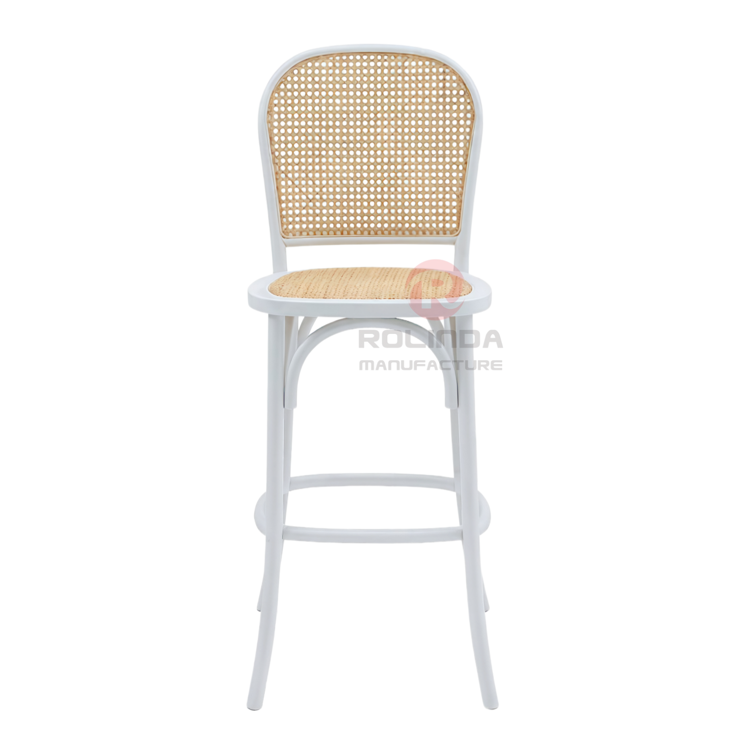 French Bistro White Bentwood Barstool with Cane Back & Seat | Wholesale Counter Stool