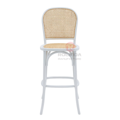 French Bistro White Bentwood Barstool with Cane Back & Seat | Wholesale Counter Stool