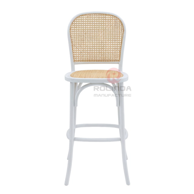 French Bistro White Bentwood Barstool with Cane Back & Seat | Wholesale Counter Stool