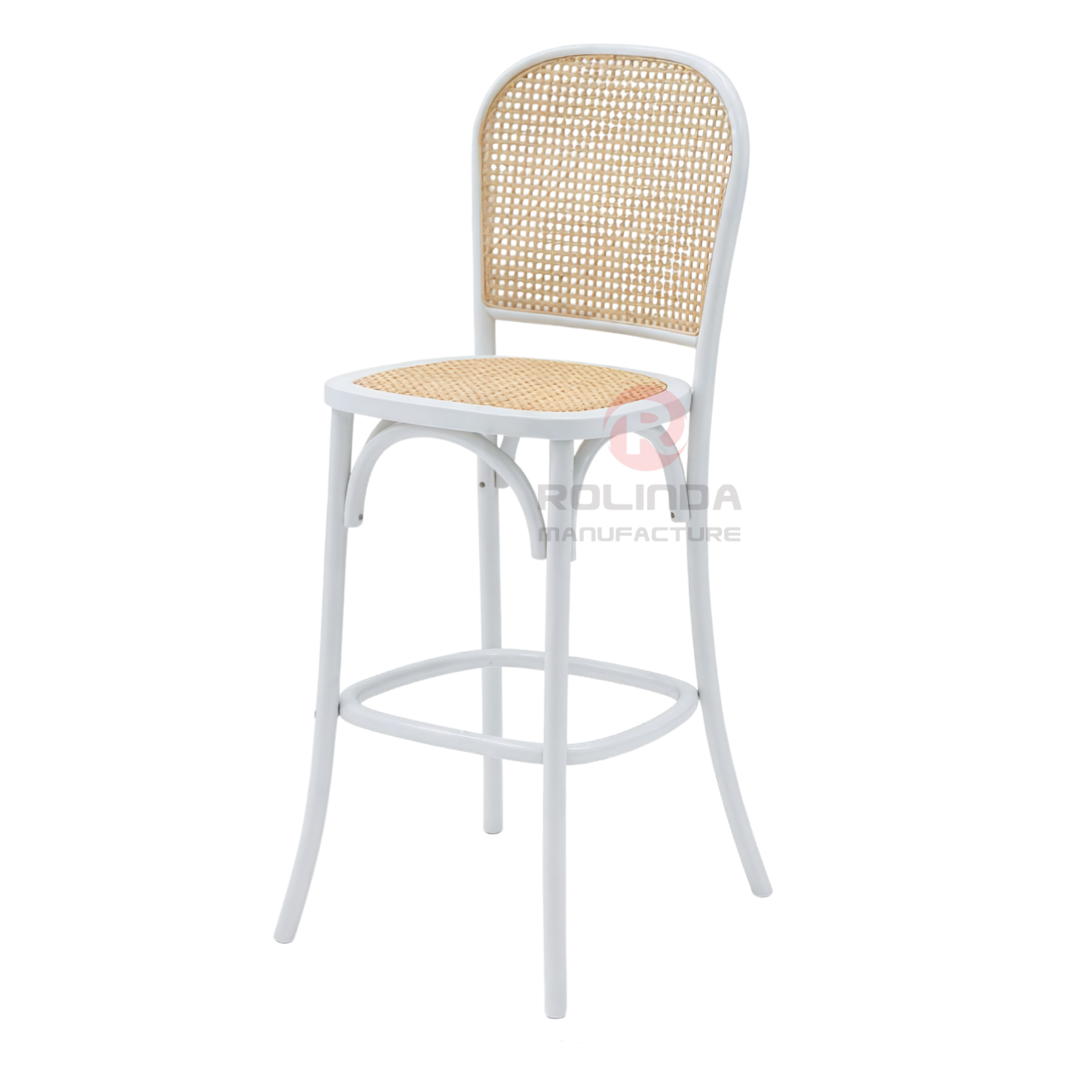 French Bistro White Bentwood Barstool with Cane Back & Seat | Wholesale Counter Stool