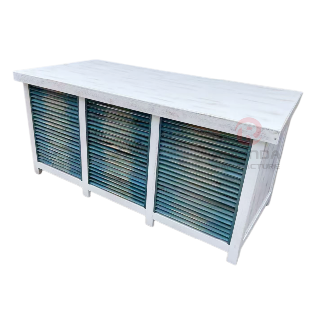 Rustic Distressed Louvered Folding Catering & Buffet Table