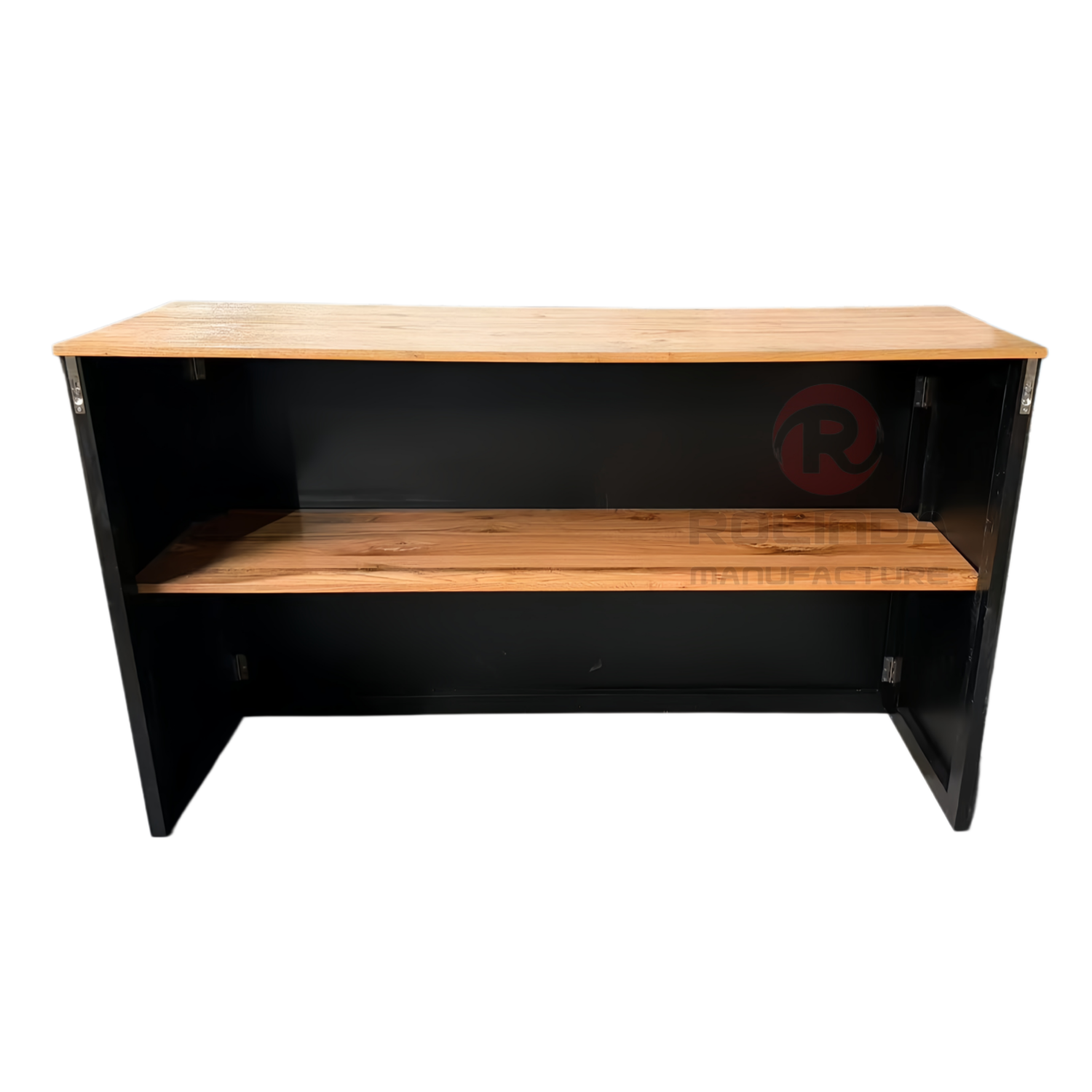 Modern Black Chevron Wooden Portable Bar Counter with Built-in Shelf