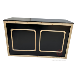 Modern Black Chevron Wooden Portable Bar Counter with Built-in Shelf
