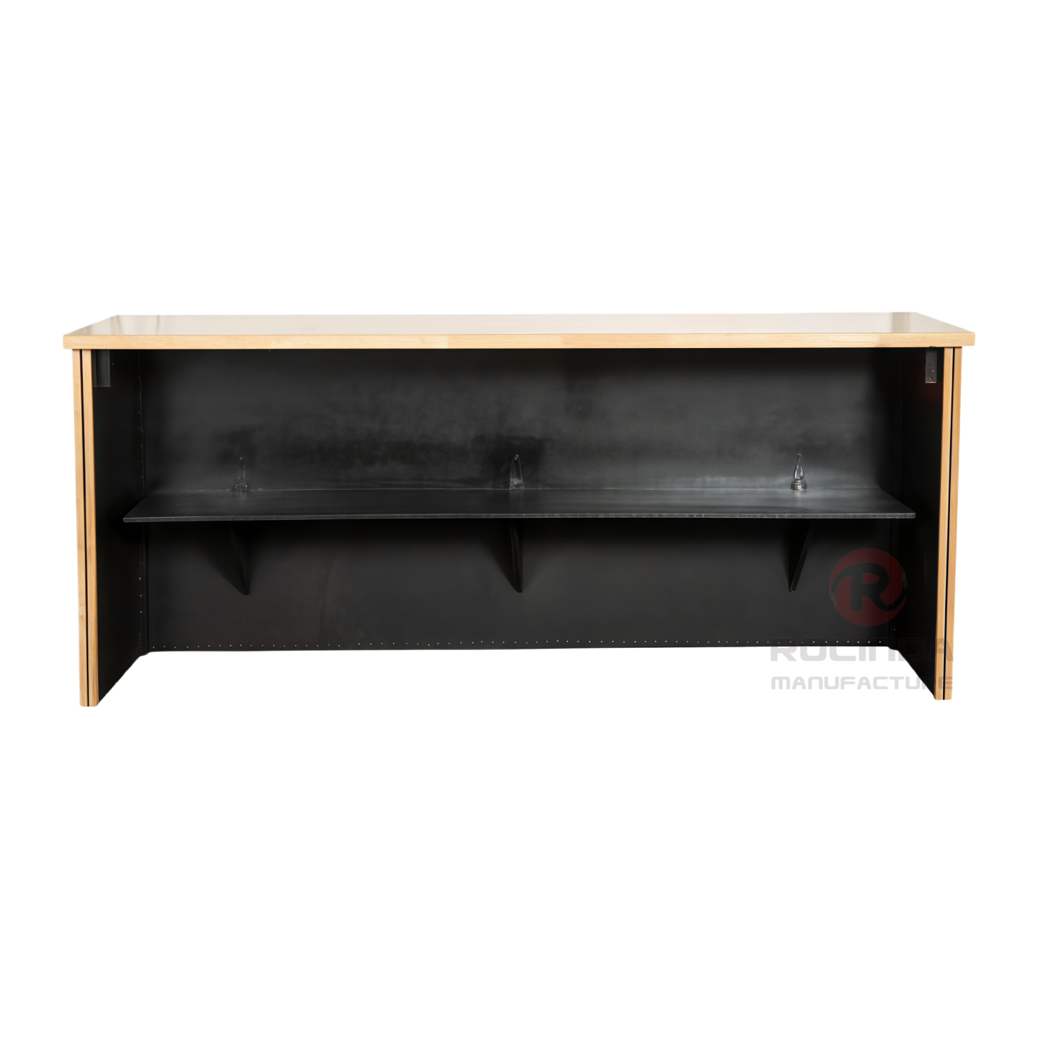 Modern Black Chevron Wooden Portable Bar Counter with Built-in Shelf