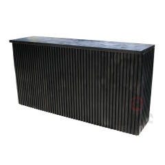 Modern Black Chevron Wooden Portable Bar Counter with Built-in Shelf
