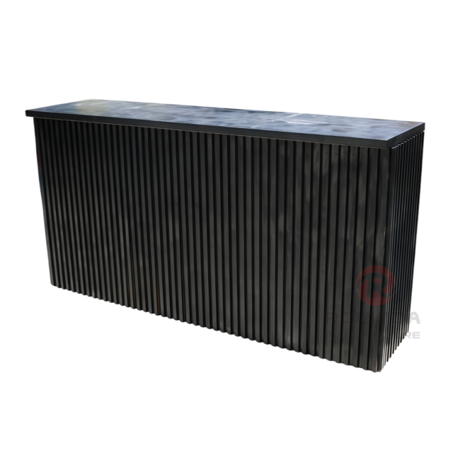 Modern Black Chevron Wooden Portable Bar Counter with Built-in Shelf