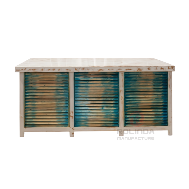 Rustic Distressed Louvered Folding Catering & Buffet Table