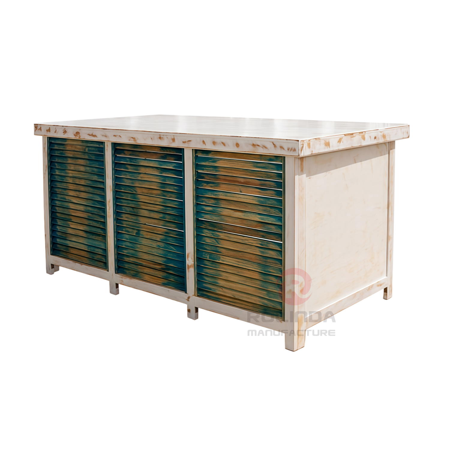 Rustic Distressed Louvered Folding Catering & Buffet Table