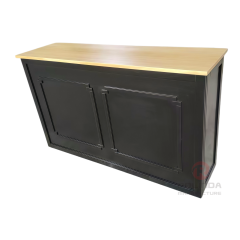 Modern Black Chevron Wooden Portable Bar Counter with Built-in Shelf