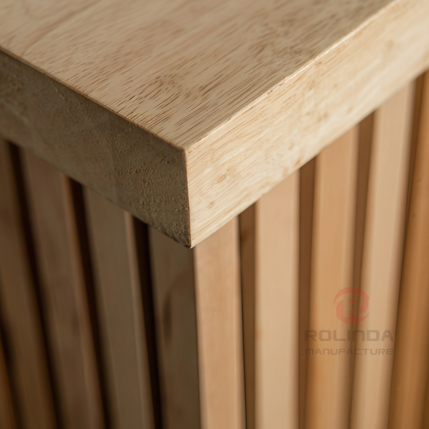 Modern Natural Wood Slat Folding Portable Bar Counter
