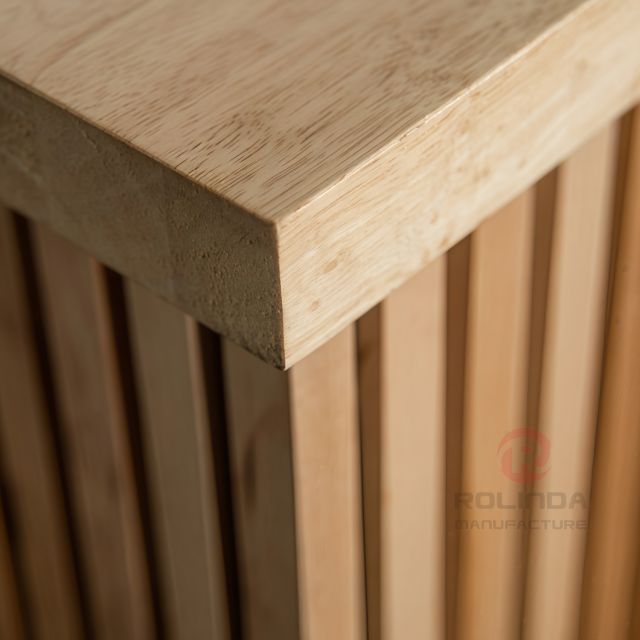 Modern Natural Wood Slat Folding Portable Bar Counter