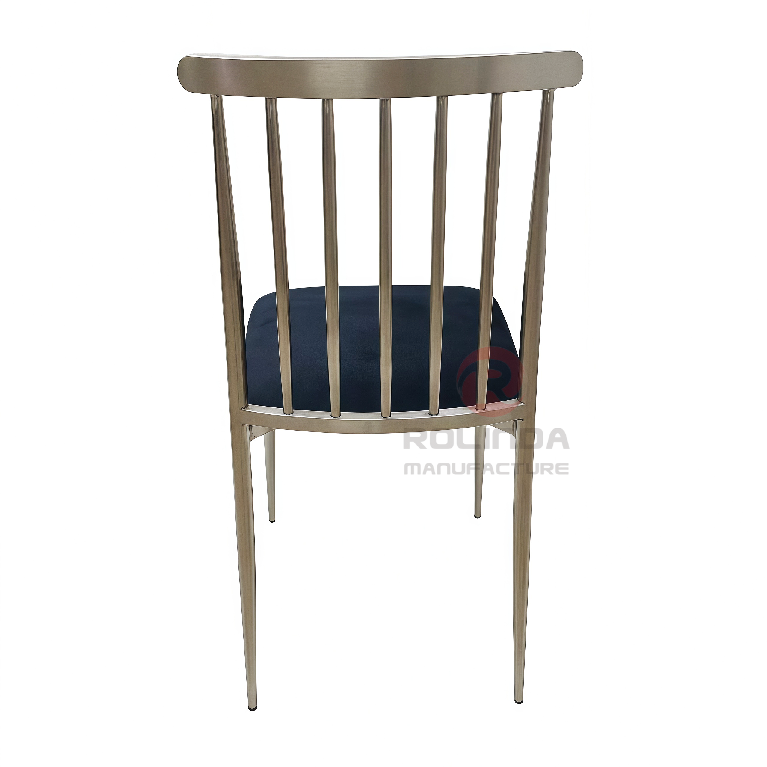 Modern Stainless Steel Lucca Spindle Back Chair with Velvet Cushion