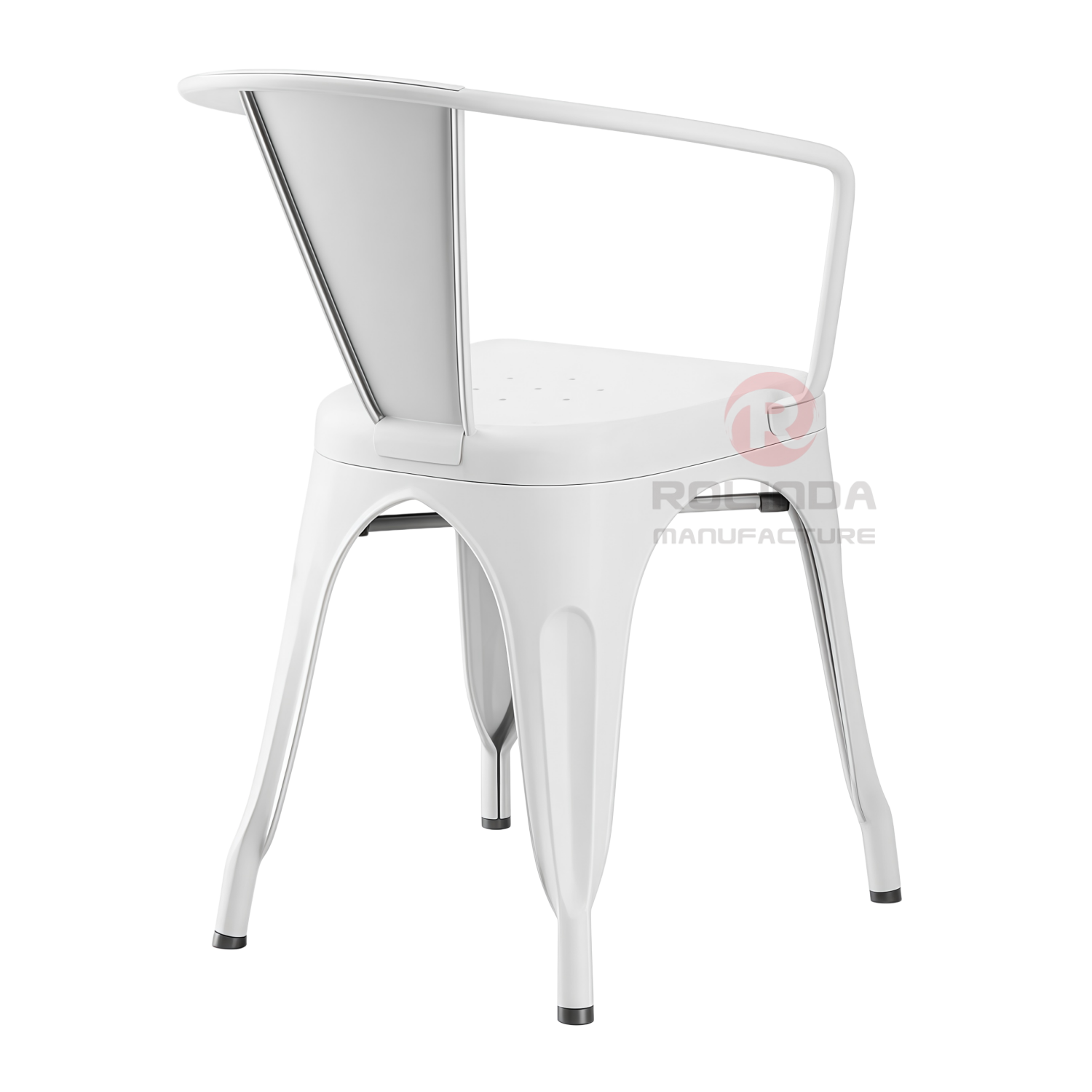 Commercial Stackable Galvanized Steel Tolix Armchair with Seat Drain Holes