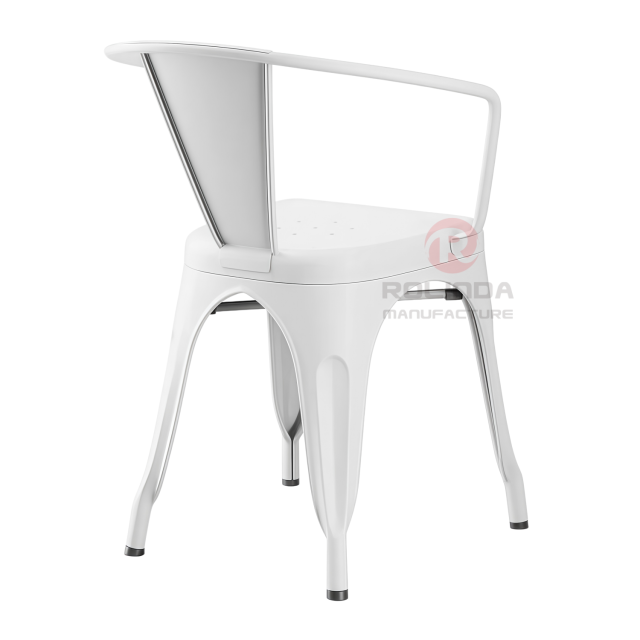 Commercial Stackable Galvanized Steel Tolix Armchair with Seat Drain Holes