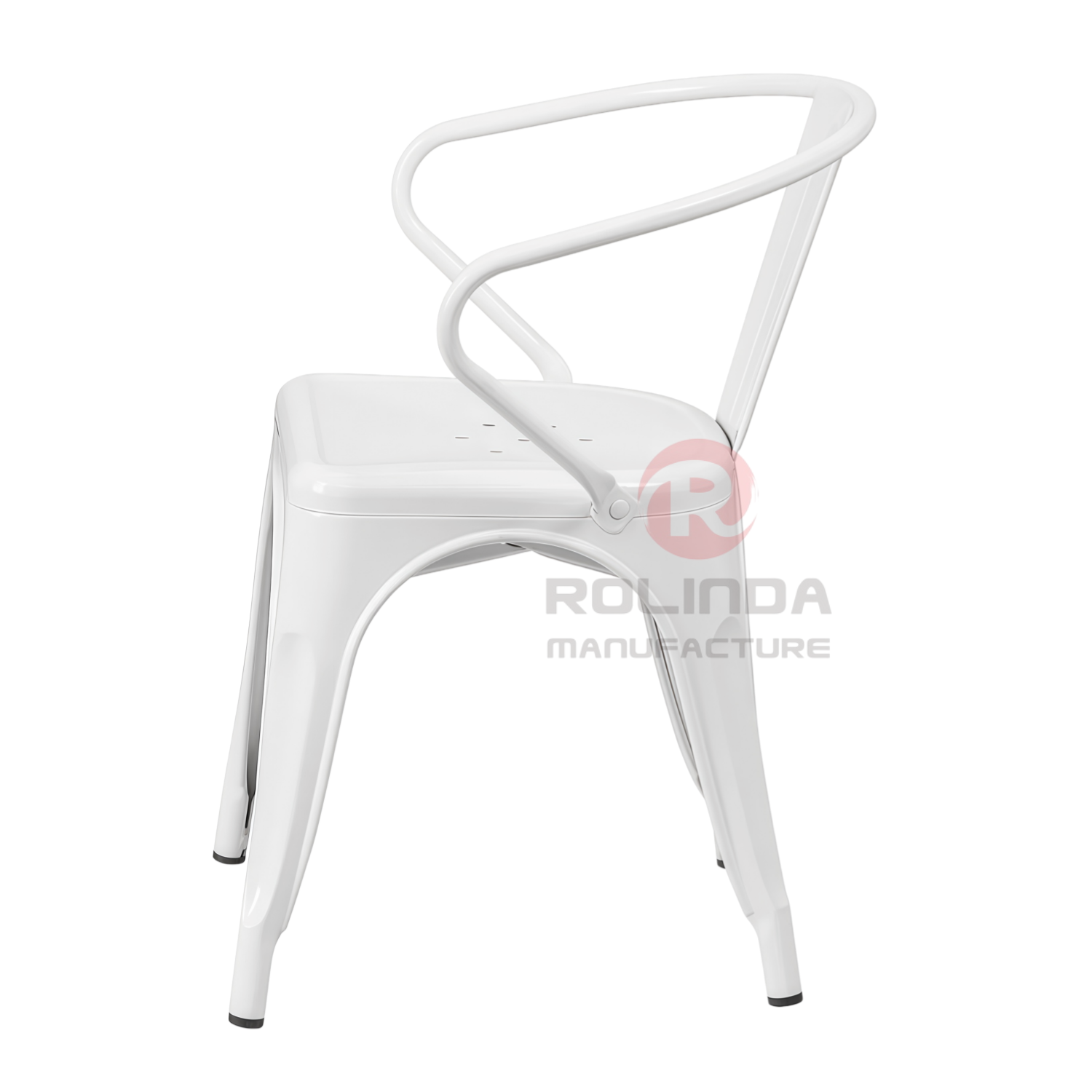 Commercial Stackable Galvanized Steel Tolix Armchair with Seat Drain Holes