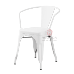 Commercial Stackable Galvanized Steel Tolix Armchair with Seat Drain Holes