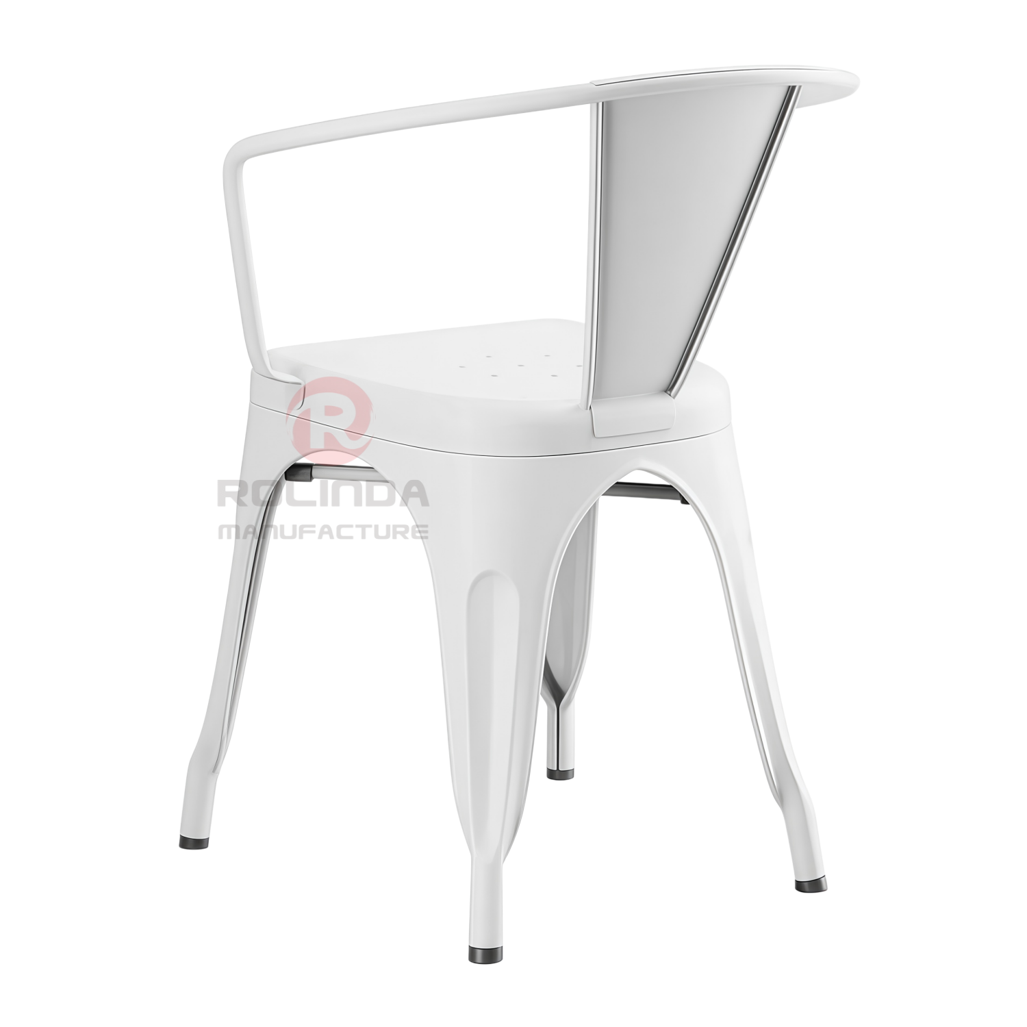 Commercial Stackable Galvanized Steel Tolix Armchair with Seat Drain Holes