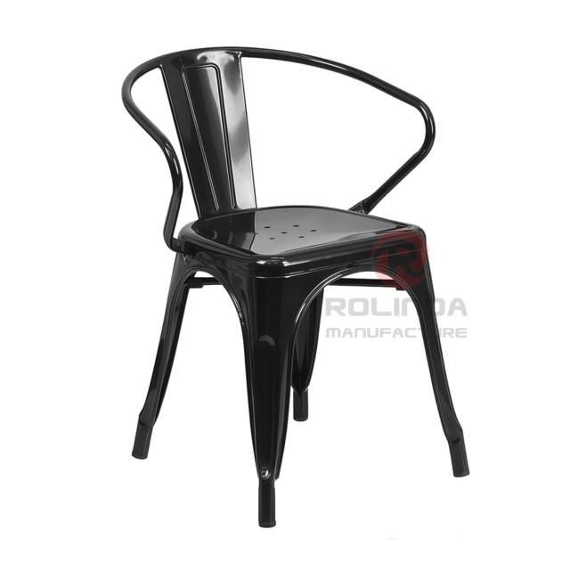 Commercial Metal Tolix Stackable Indoor Outdoor Bistro Dining Armchair