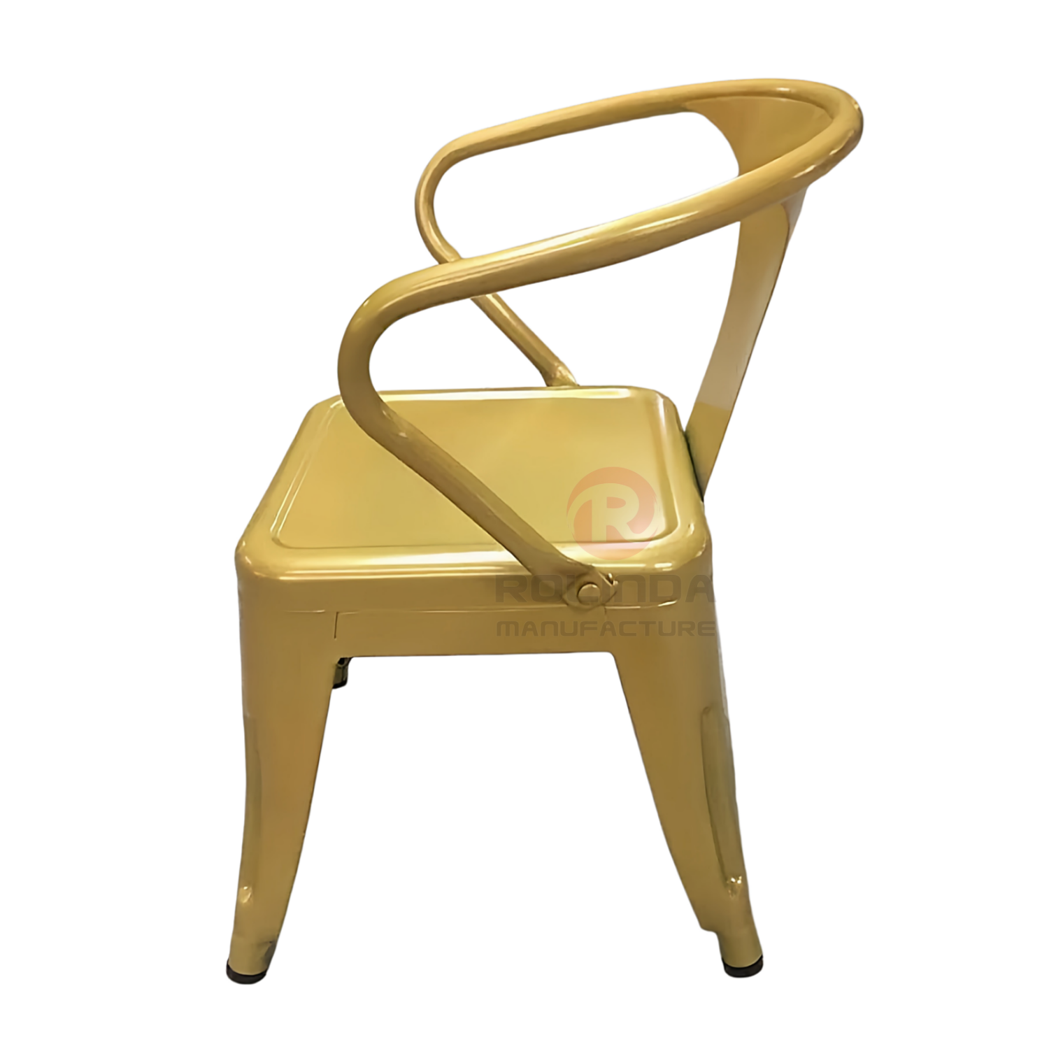 Stackable Indoor & Outdoor Gold Kids Metal Dining Chair with Armrest