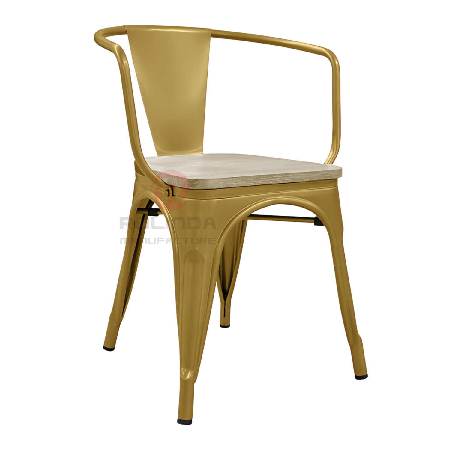 Stackable Indoor & Outdoor Gold Kids Metal Dining Chair with Armrest