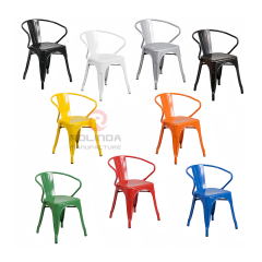 Commercial Stackable Galvanized Steel Tolix Armchair with Seat Drain Holes