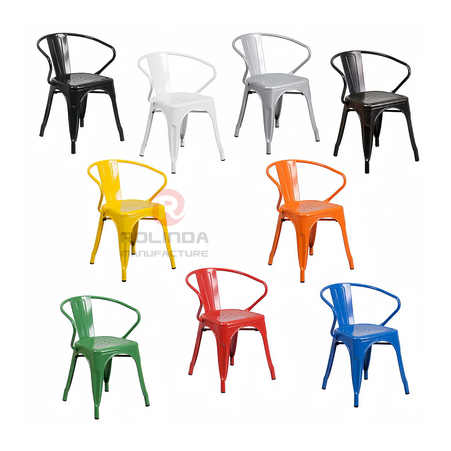 Commercial Metal Tolix Stackable Indoor Outdoor Bistro Dining Armchair