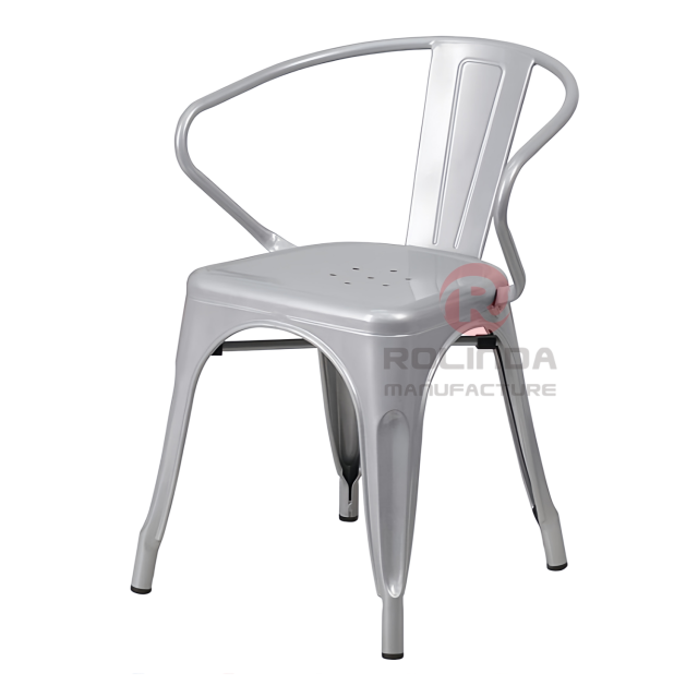 Heavy-Duty Colorful Metal Cafe Armchair for Restaurant, Patio & Event Rentals