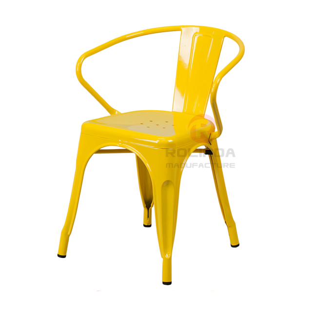 Heavy-Duty Colorful Metal Cafe Armchair for Restaurant, Patio & Event Rentals