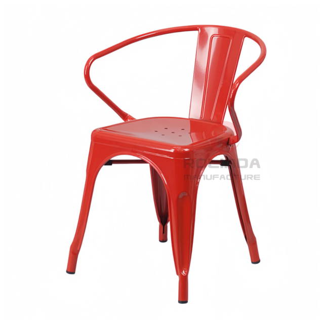 Heavy-Duty Colorful Metal Cafe Armchair for Restaurant, Patio & Event Rentals