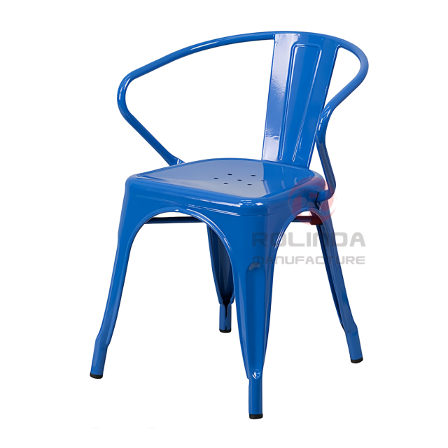 Heavy-Duty Colorful Metal Cafe Armchair for Restaurant, Patio & Event Rentals