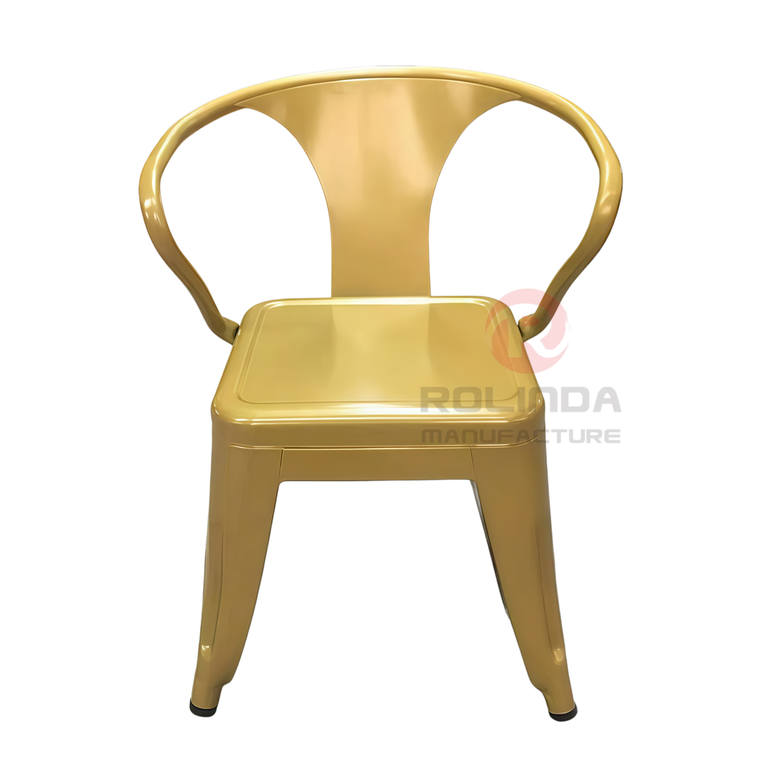 Stackable Indoor & Outdoor Gold Kids Metal Dining Chair with Armrest