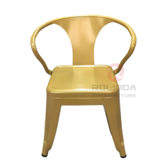 Stackable Indoor & Outdoor Gold Kids Metal Dining Chair with Armrest