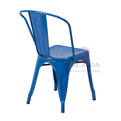 Commercial Stackable Galvanized Steel Tolix Side Chair with Drain Holes