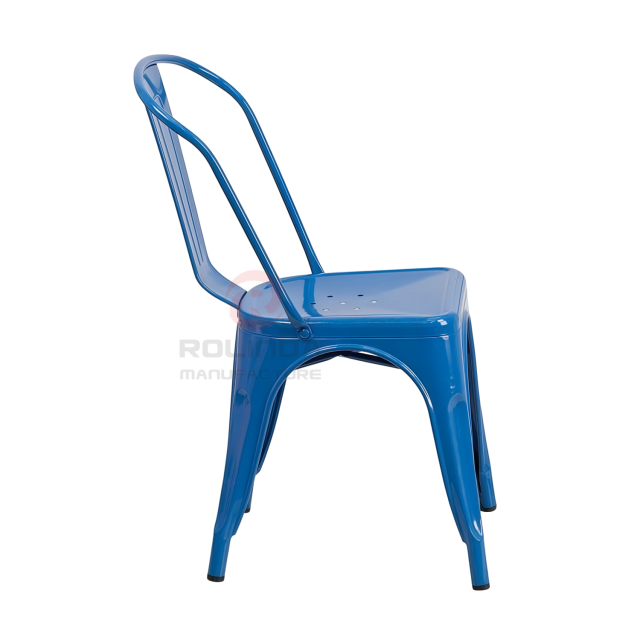 Commercial Stackable Galvanized Steel Tolix Side Chair with Drain Holes