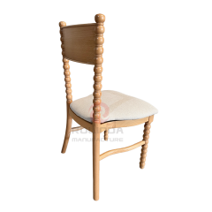 Solid Beech Wood Bobbin Spindle Dining Chair with Upholstered Cushion