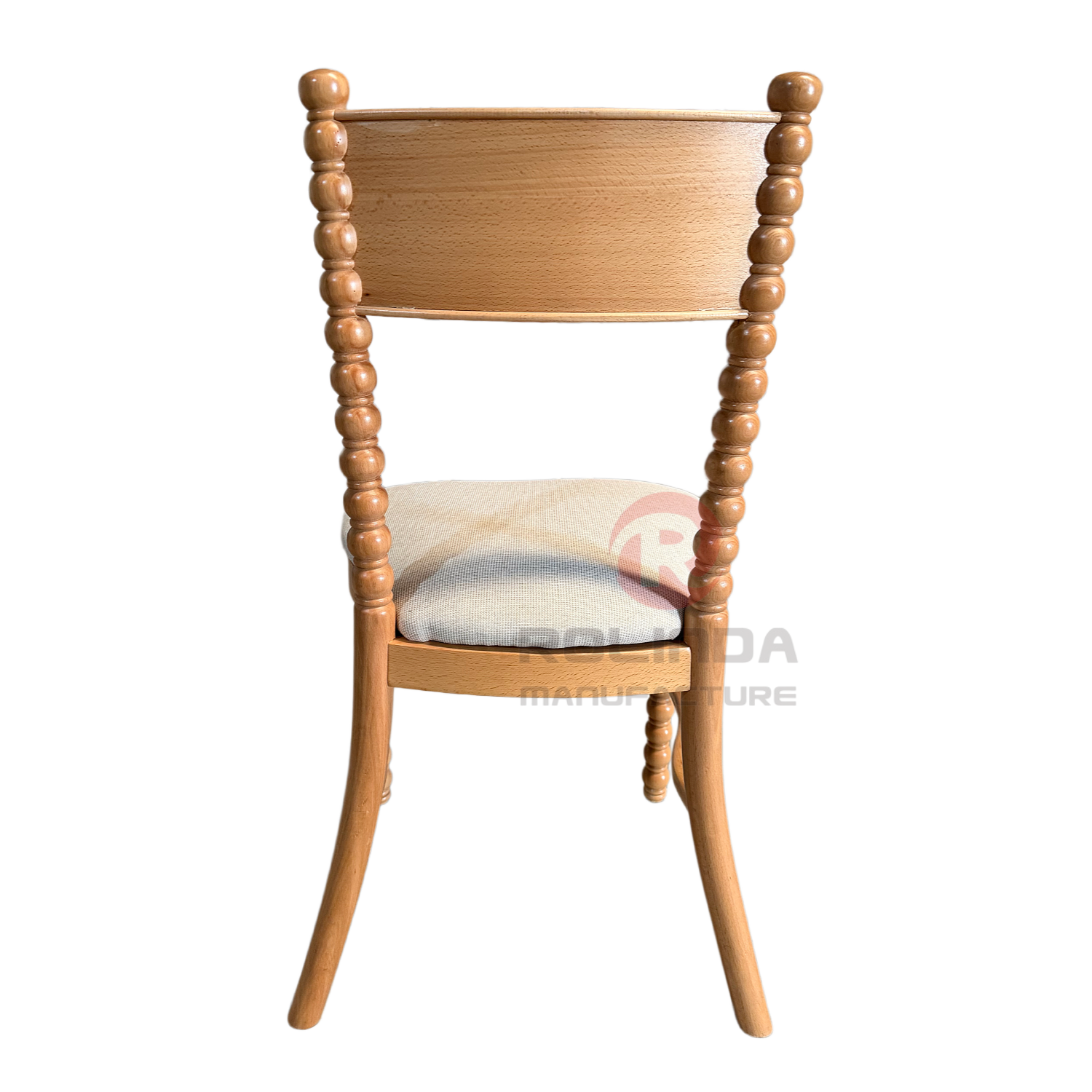 Solid Beech Wood Bobbin Spindle Dining Chair with Upholstered Cushion