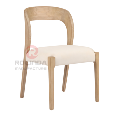 Modern Solid Wood Upholstered Dining Side Chair with Curved Backrest