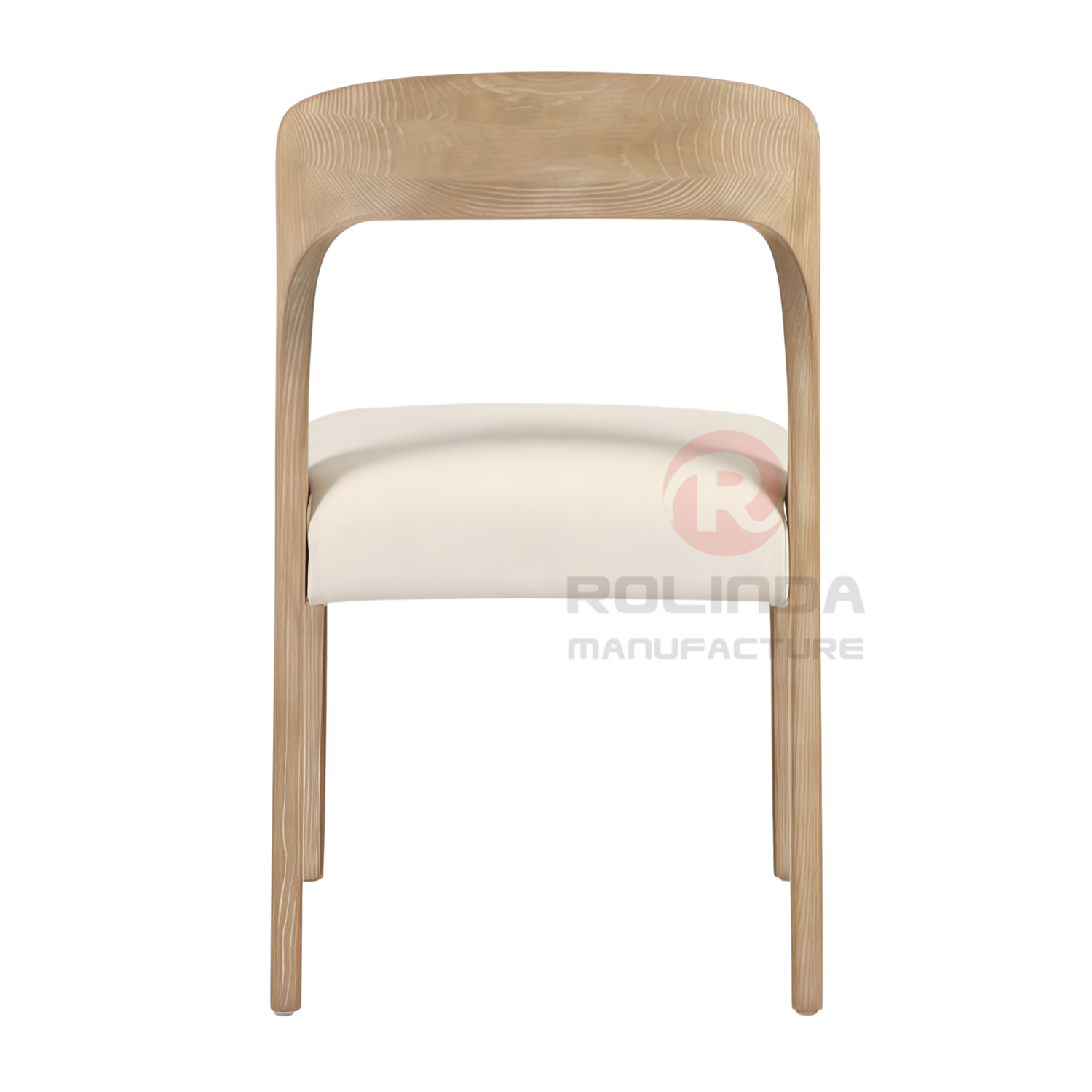 Modern Solid Wood Upholstered Dining Side Chair with Curved Backrest