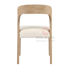 Modern Solid Wood Upholstered Dining Side Chair with Curved Backrest