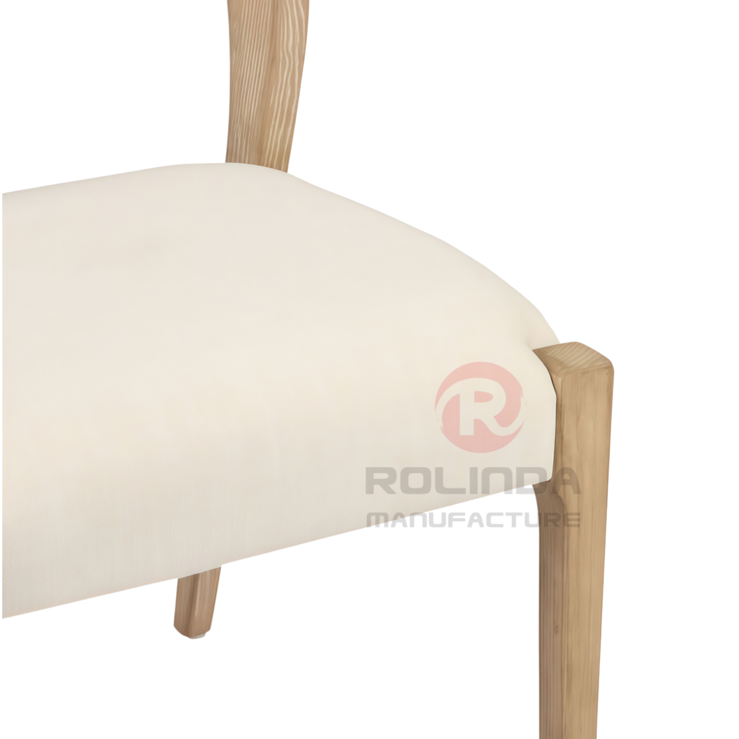 Modern Solid Wood Upholstered Dining Side Chair with Curved Backrest