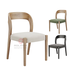 Modern Black Curved Wood Side Chair with Plush White Seat