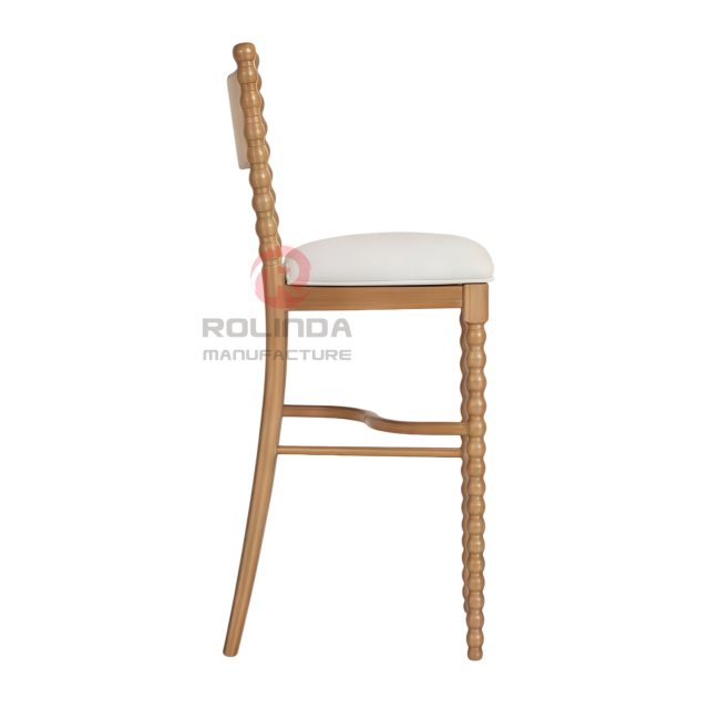 Solid Beech Wood Bobbin Spindle High Barstool with Upholstered Seat